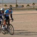 Noe Alcala on the attack, into the wind in the 40+ race at the Ante-Up Crit Race - Las Vegas Motor Speedway - Mar. 23, 2013